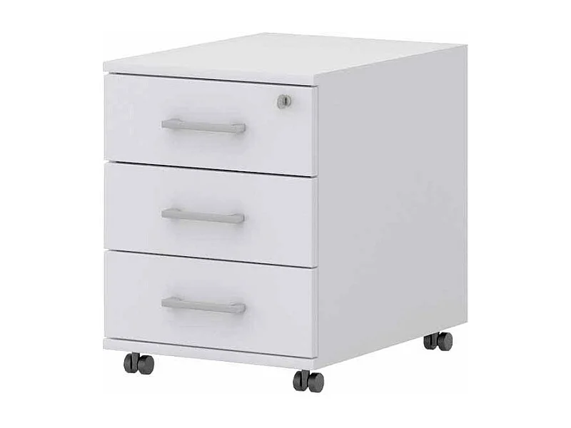 B�ro Rollcontainer in Wei� mit Schloss