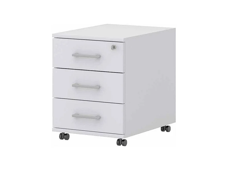 B�ro Rollcontainer in Wei� mit Schloss