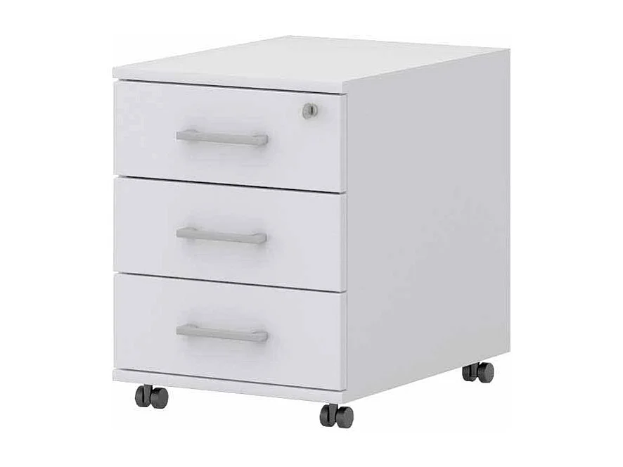 B�ro Rollcontainer in Wei� mit Schloss