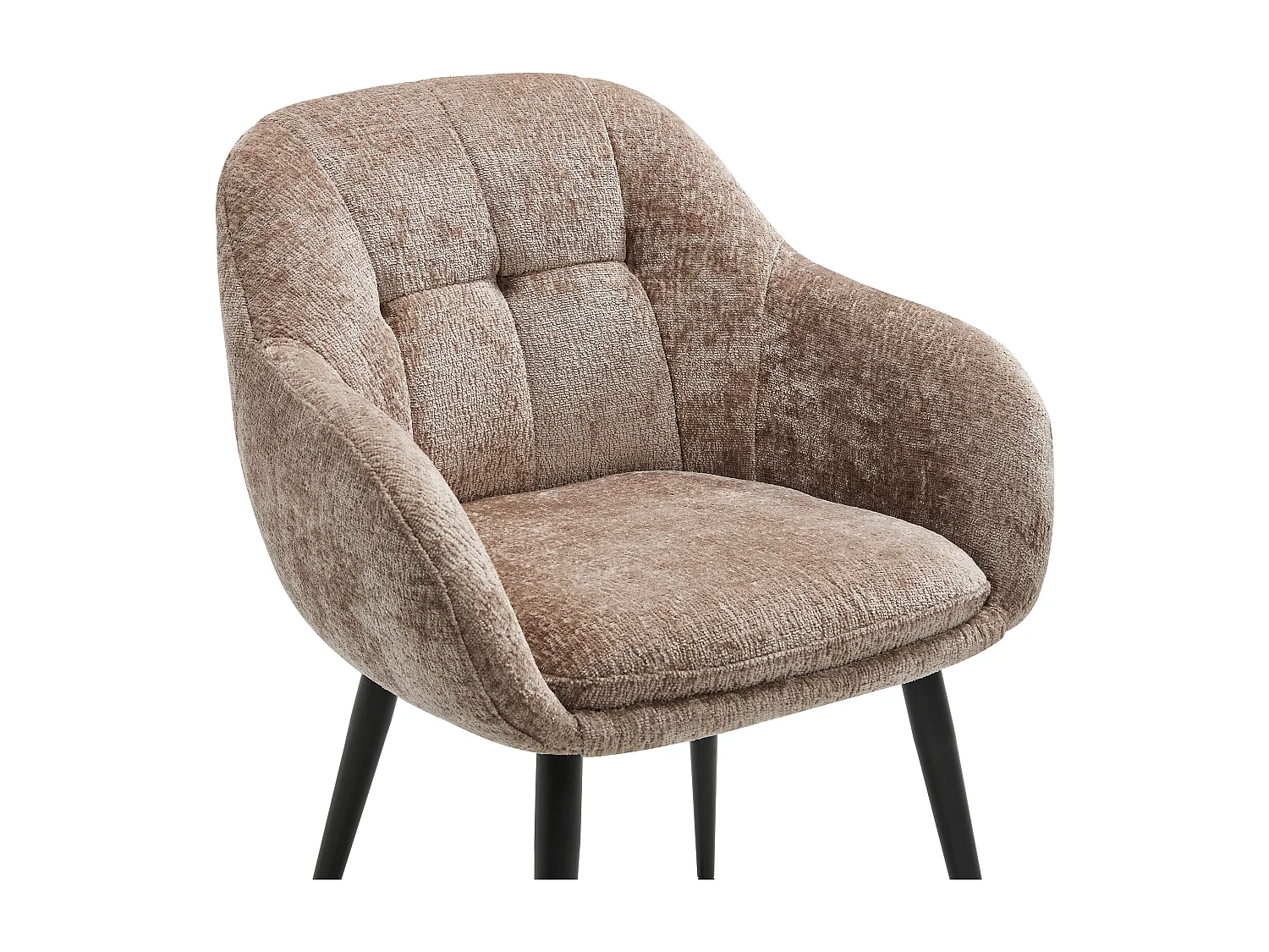 Conjunto de 6 sillas con reposabrazos en tejido texturizado y metal negro - Topo - LASSANDRA de Pascal Morabito