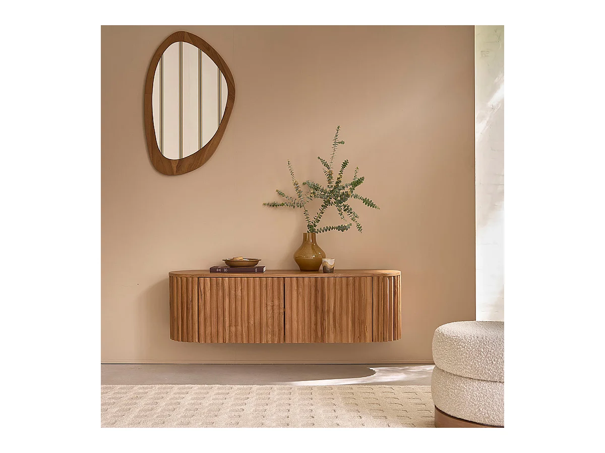 Mobile porta TV sospeso in teak massello da 140 cm