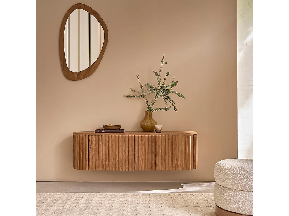 Mueble de TV suspendido de teca maciza de 140 cm