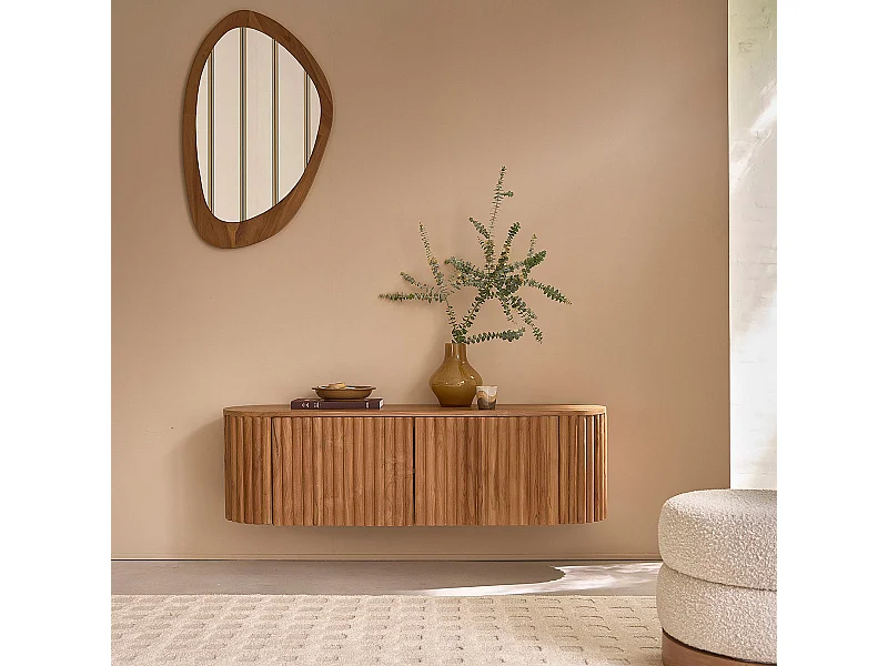 Meuble TV suspendu en teck massif 140 cm