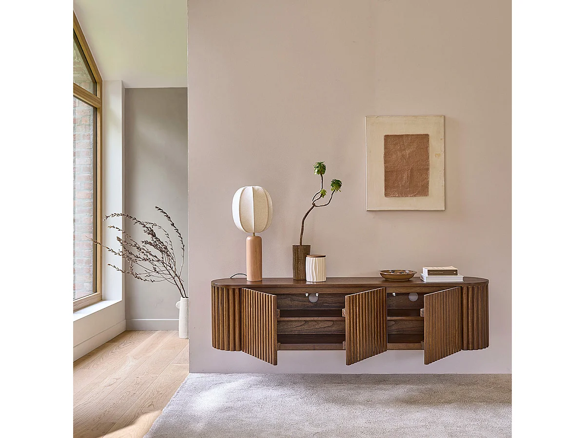 Meuble TV suspendu en mindi massif 170 cm