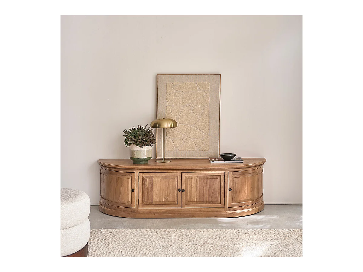Meuble TV en bois de teck 160 cm