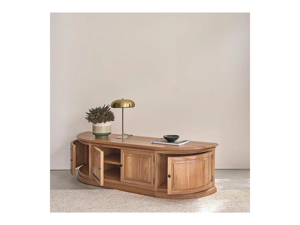 Meuble TV en bois de teck 160 cm