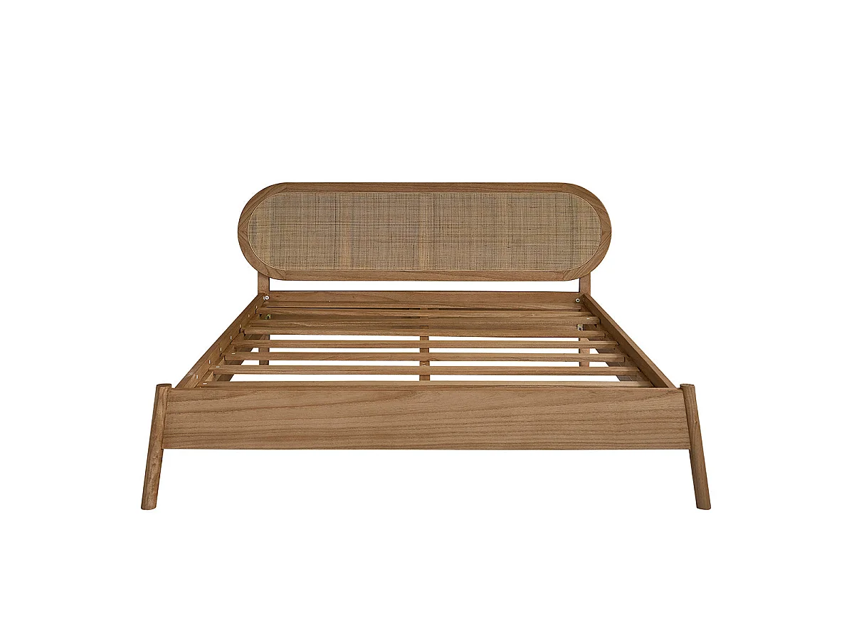 Letto in mindi massello e midollino 160 cm con rete