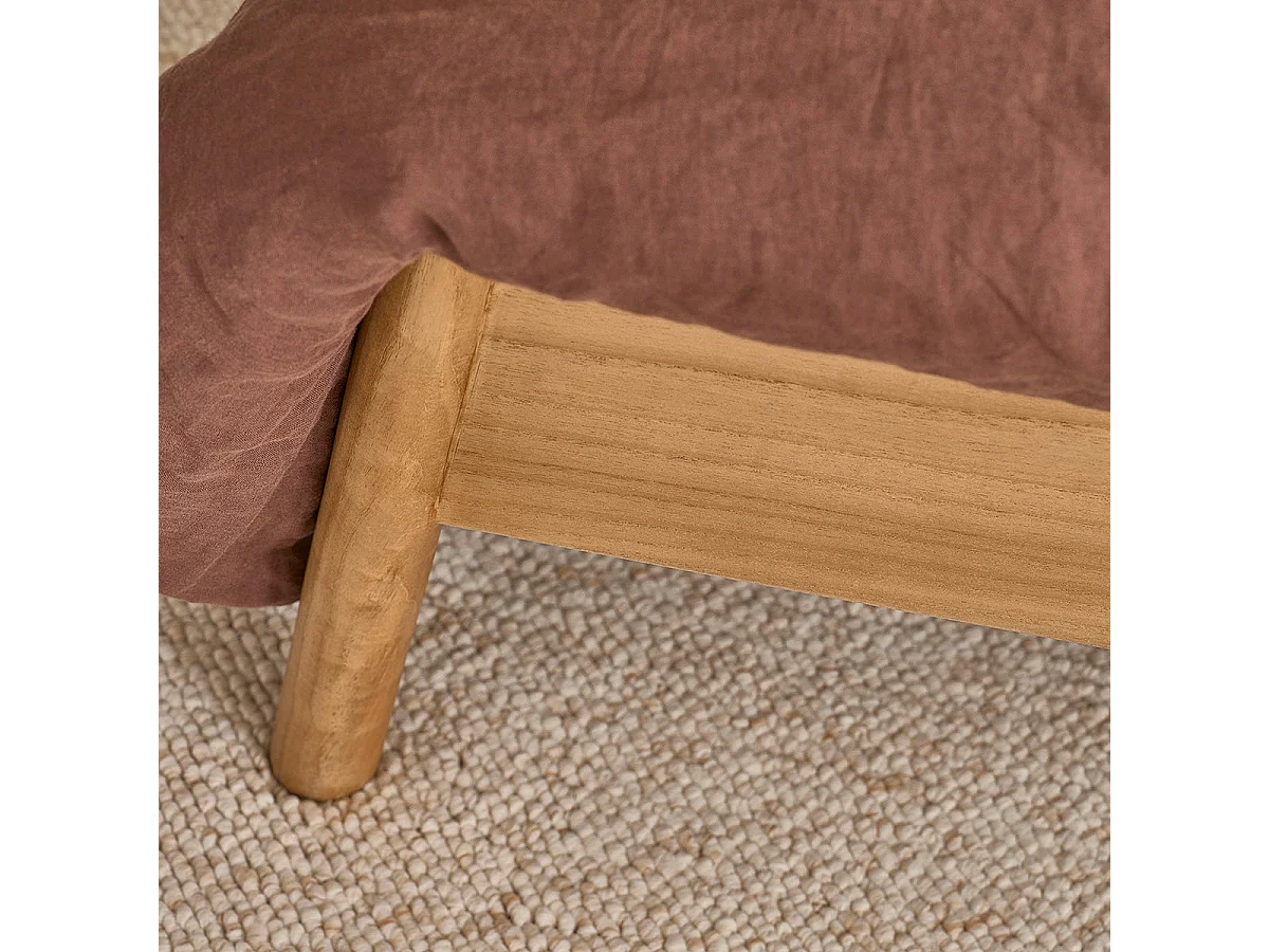 Letto in mindi massello e midollino 160 cm con rete