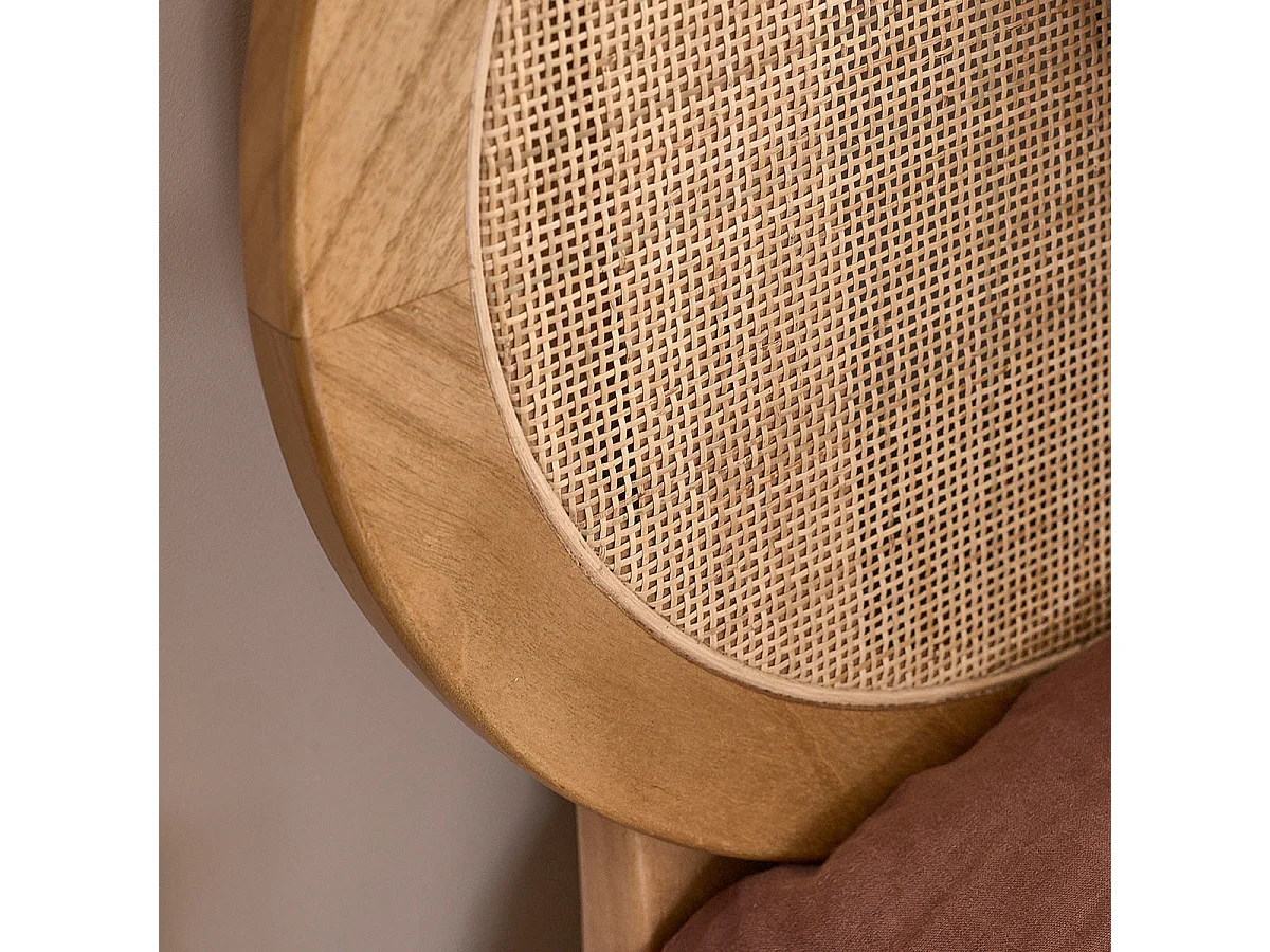 Letto in mindi massello e midollino 160 cm con rete