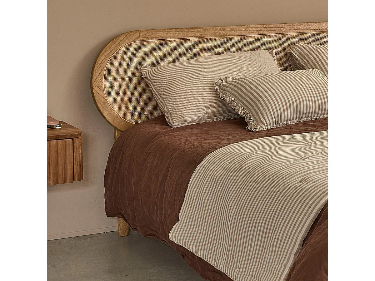 Letto in mindi massello e midollino 160 cm con rete