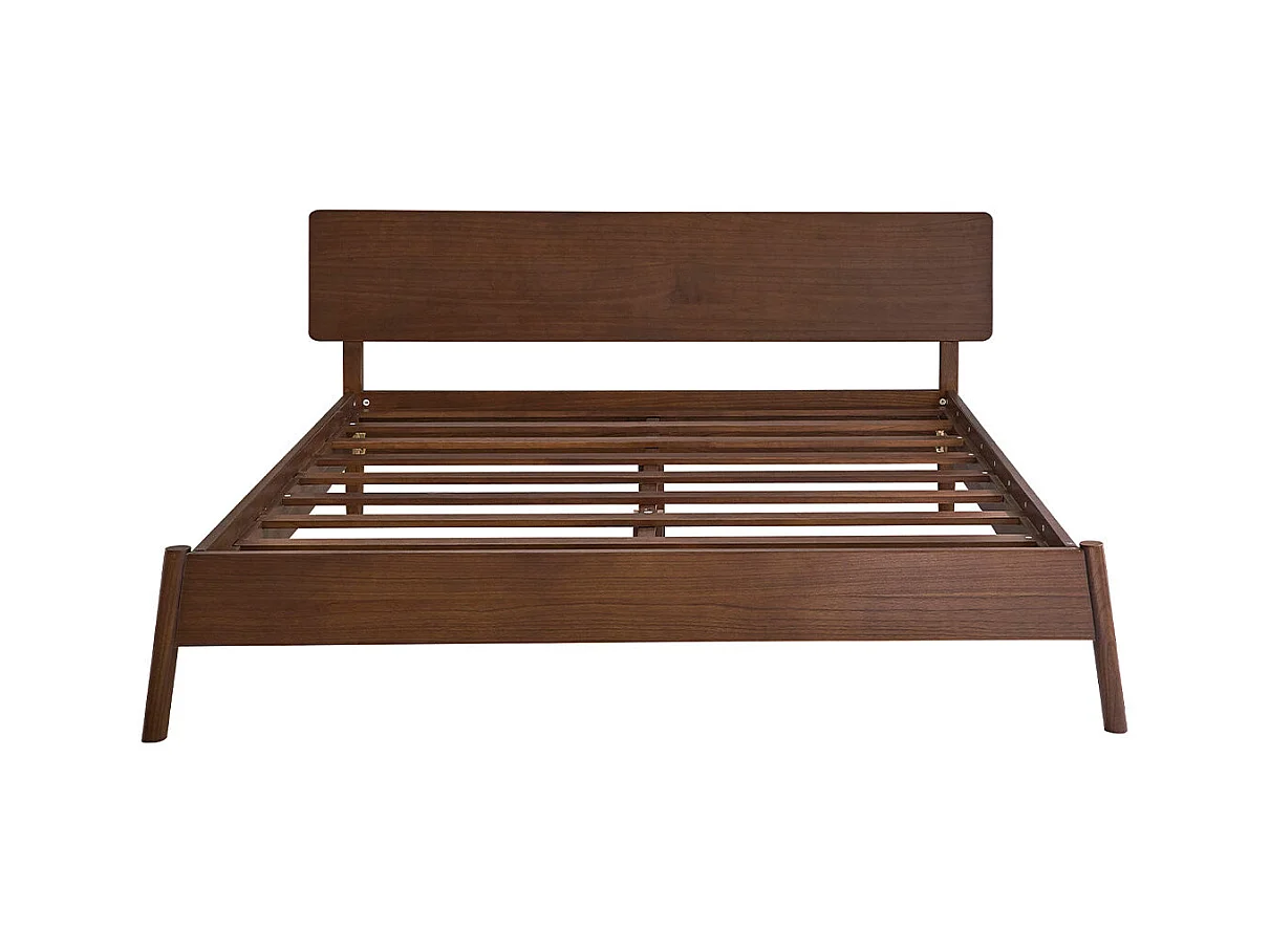 Cama de madera maciza con acabado nogal 180 cm
