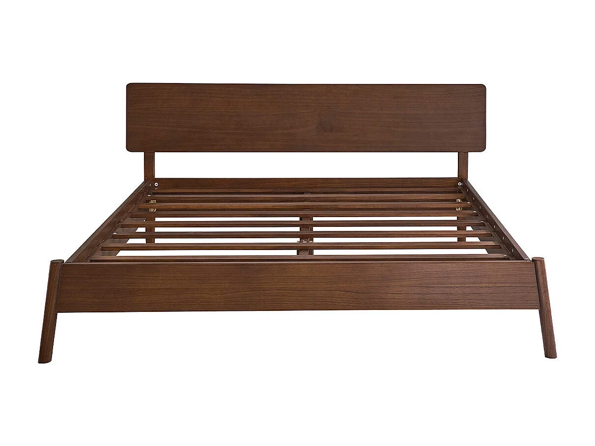 Cama de madera maciza con acabado nogal 180 cm