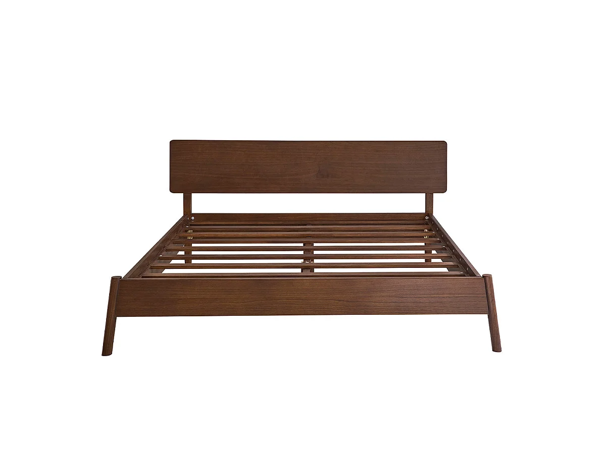 Lit en bois massif finition noyer 180 cm avec sommier