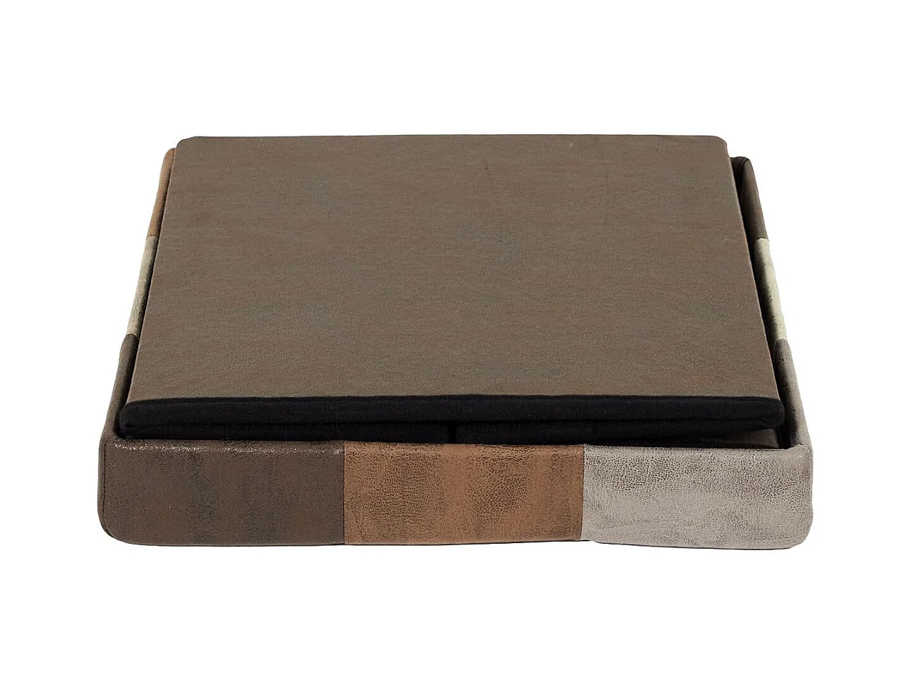 Pouf Coffre Pliable Motif Patchwork Aspect Vieux Cuir - METRO