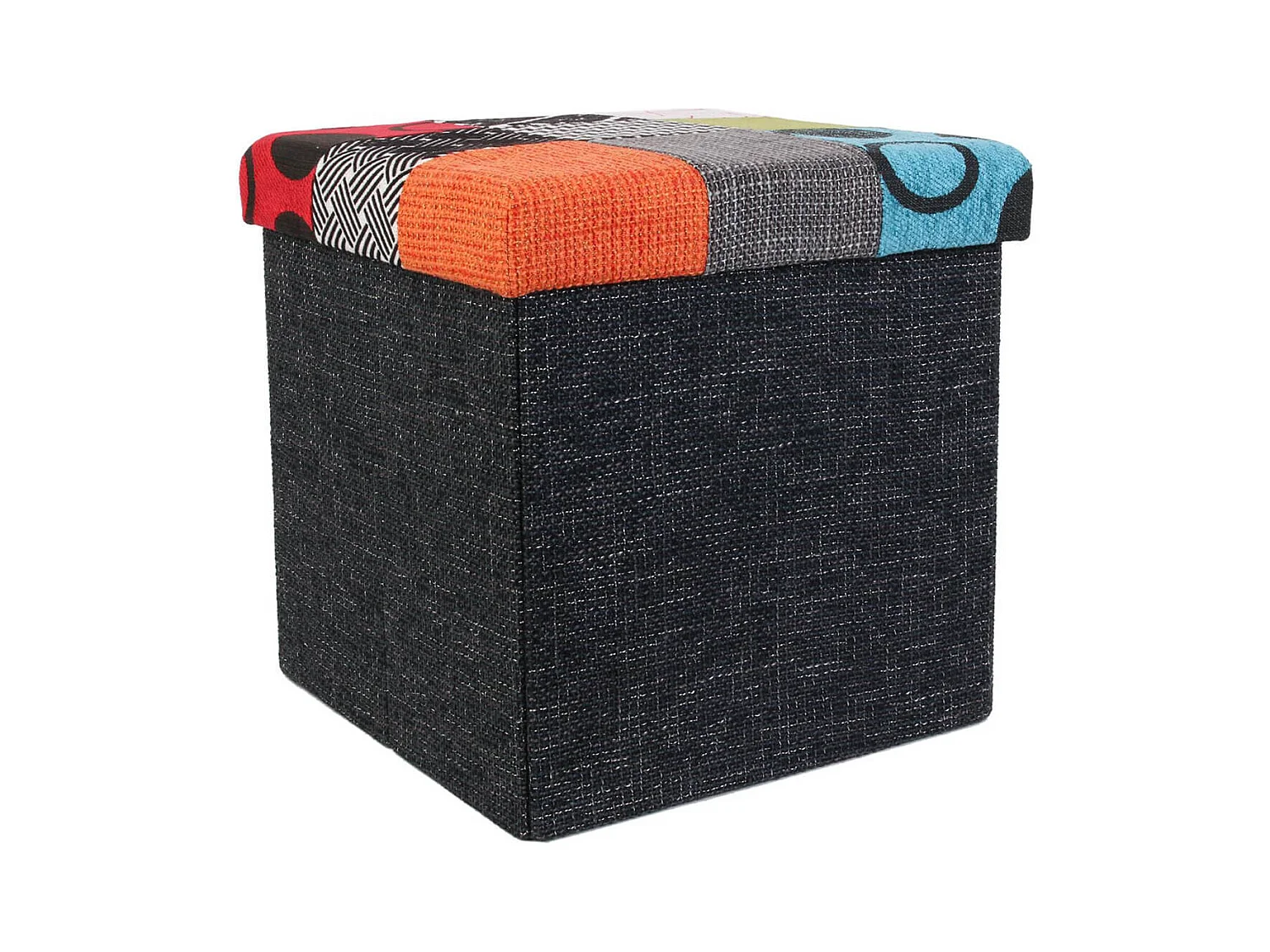 Pouf Coffre Pliable Motif Patchwork - QUADI