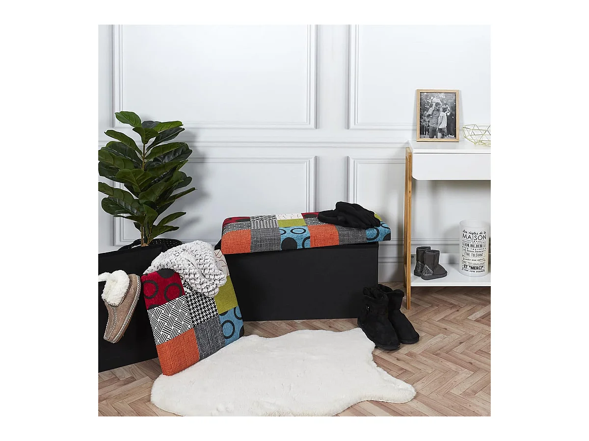 Banc Coffre Pliable Motif Patchwork - QUADI
