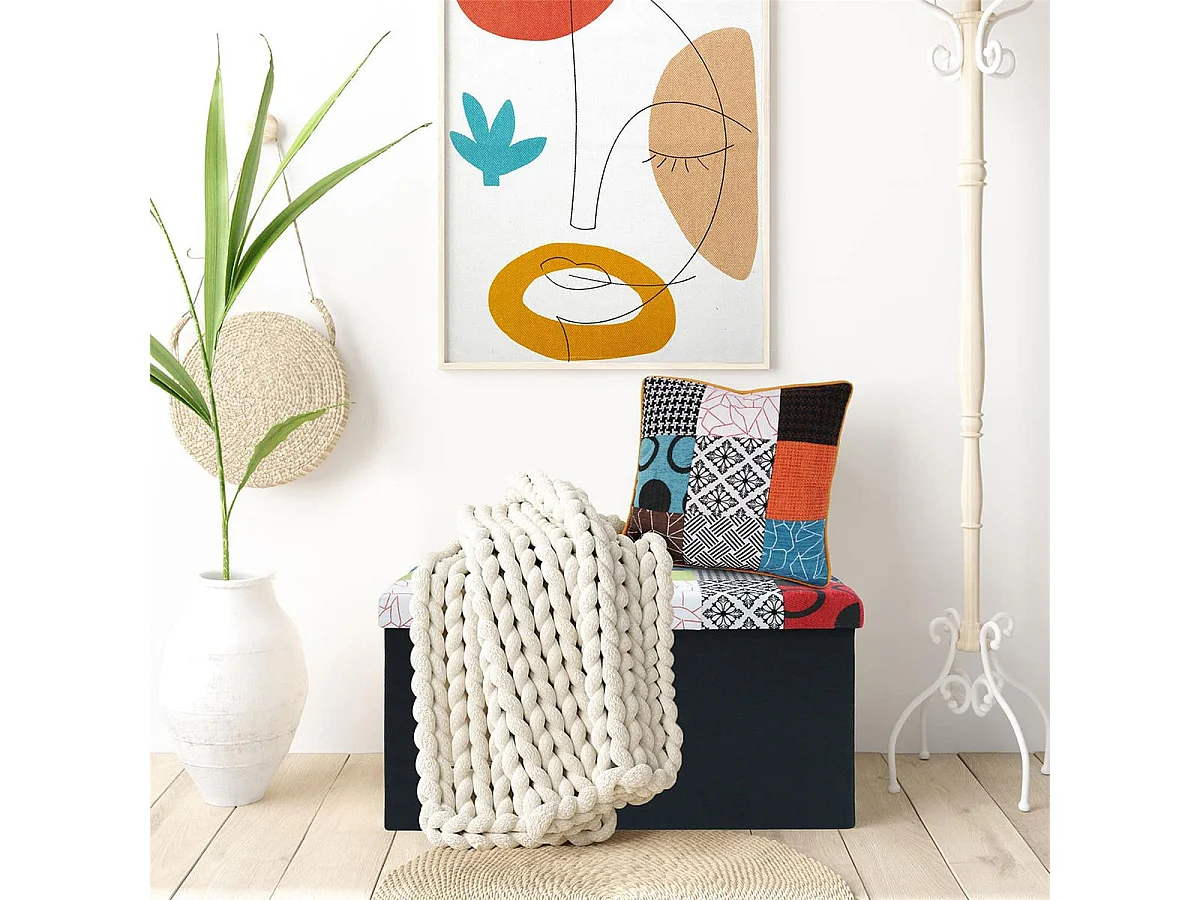 Banc Coffre Pliable Motif Patchwork - QUADI