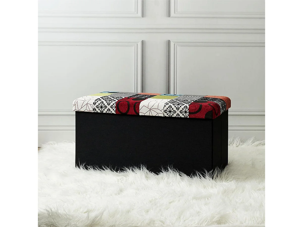 Banc Coffre Pliable Motif Patchwork - QUADI