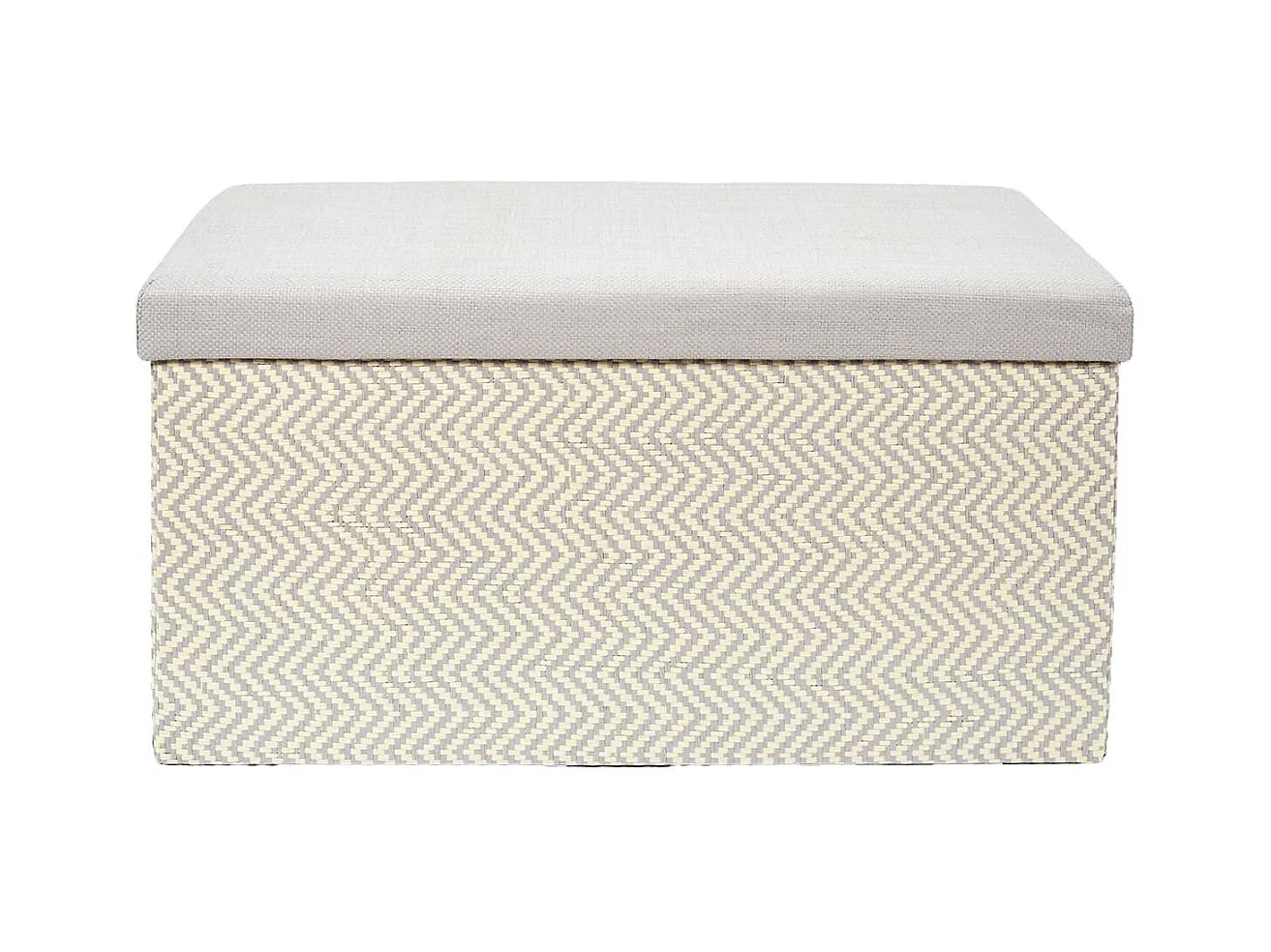 Banc Coffre Pliable Tressé Motif Géométrique Gris et Beige - IMPERO