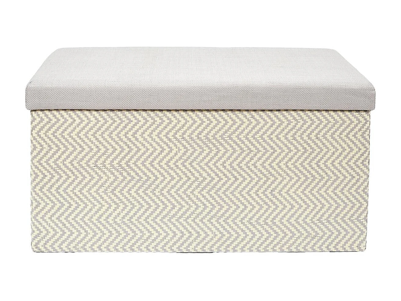 Banc Coffre Pliable Tressé Motif Géométrique Gris et Beige - IMPERO