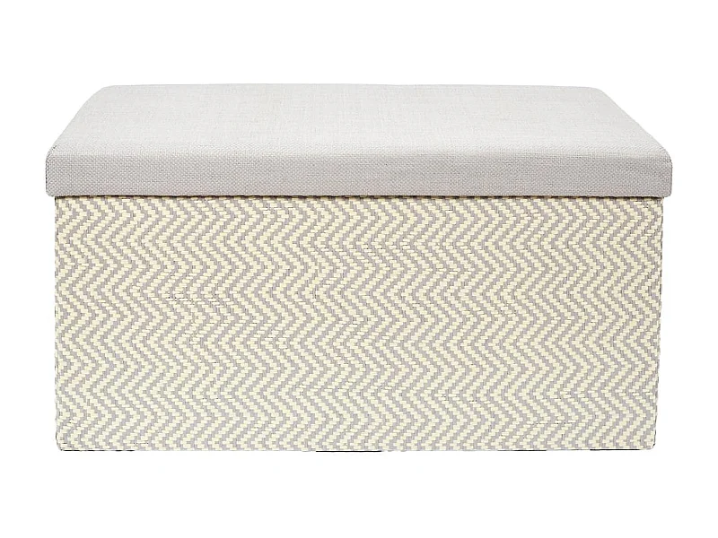 Banc Coffre Pliable Tressé Motif Géométrique Gris et Beige - IMPERO