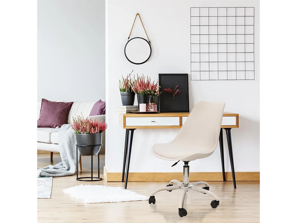 Chaise de Bureau à Roulettes Rembourrée Coloris Blanc - ISAIAH