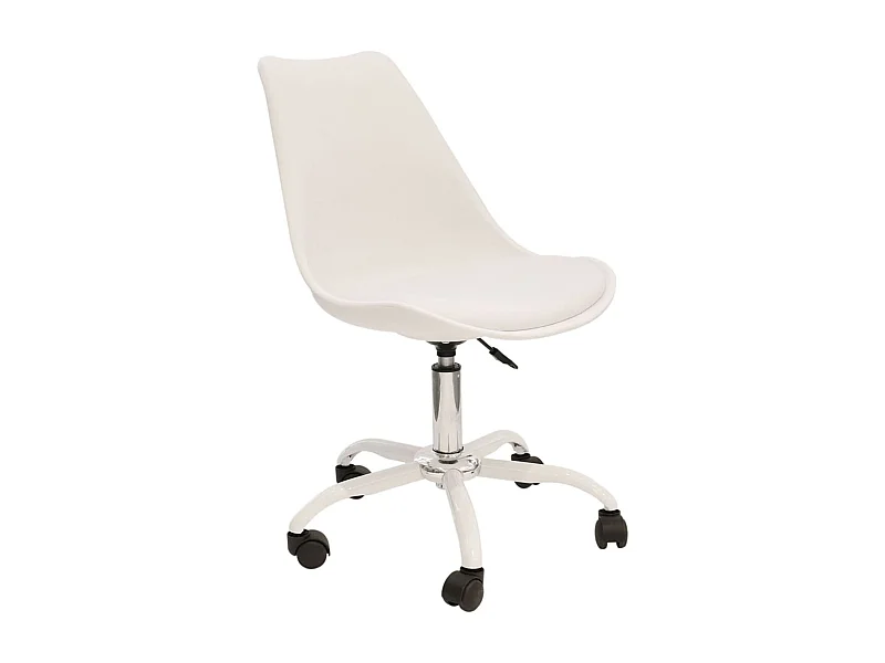 Chaise de Bureau à Roulettes Rembourrée Coloris Blanc - ISAIAH