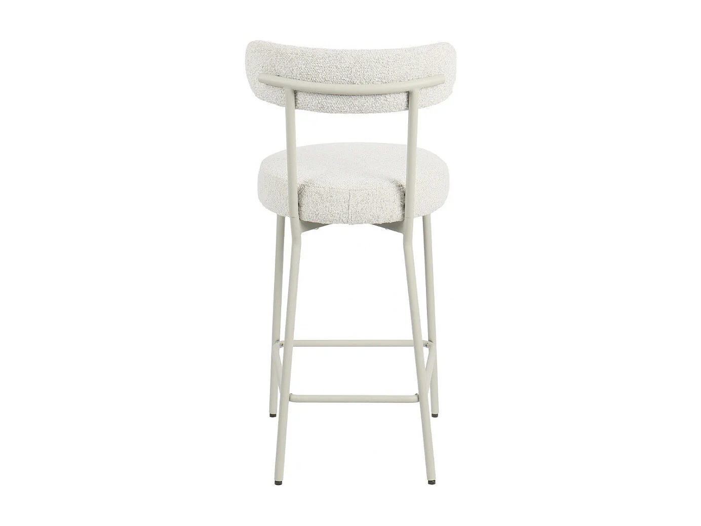 Badalona - Tabouret de bar en tissu bouclette pieds beiges H65cm - Écru