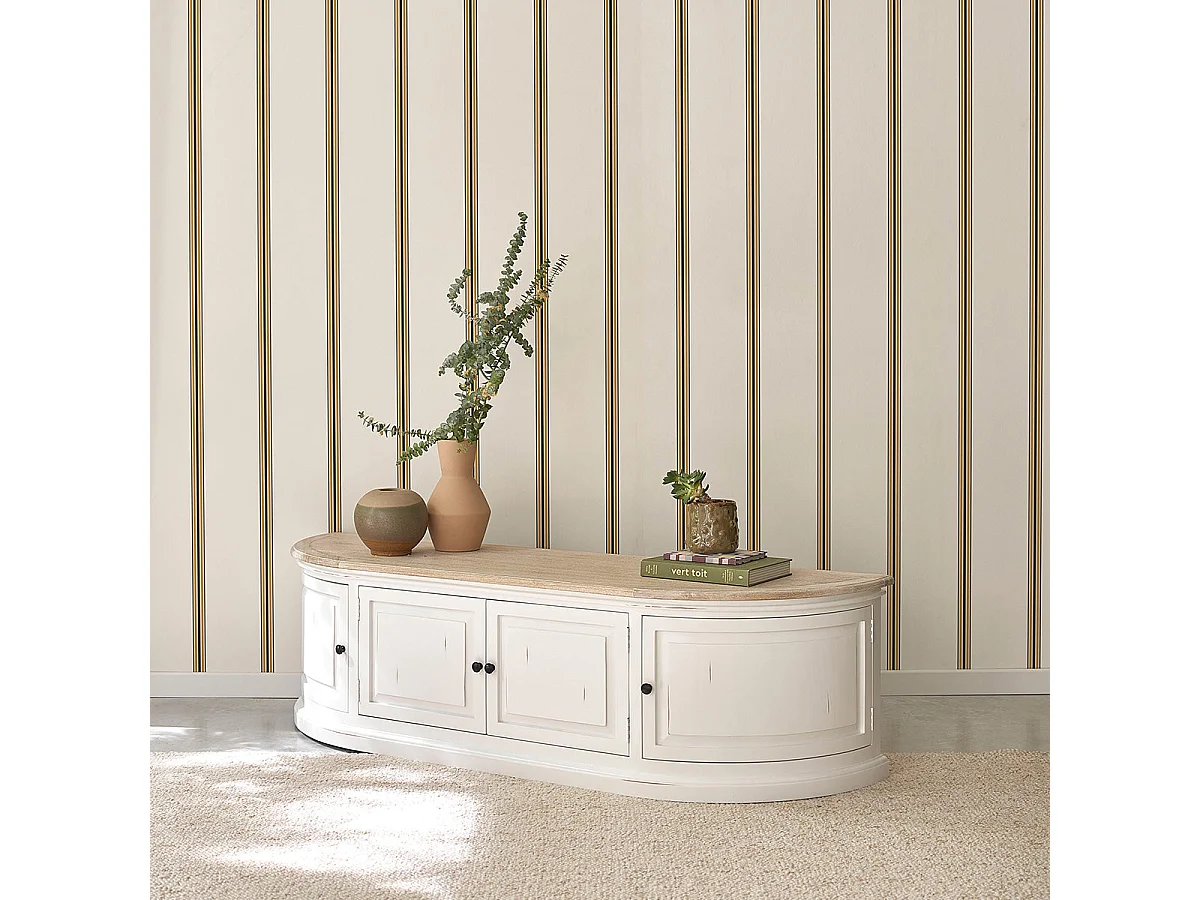 Mobile porta TV in legno mogano e teak bianco da 160 cm