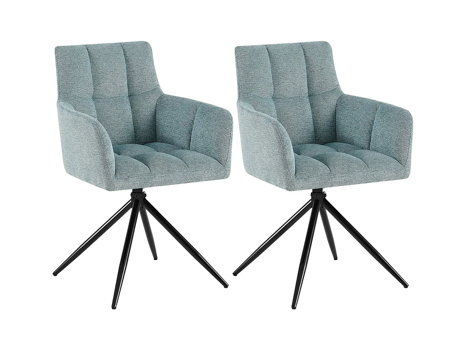 Lot de 2  chaises avec accoudoirs - Tissu - Turquoise - Jonah