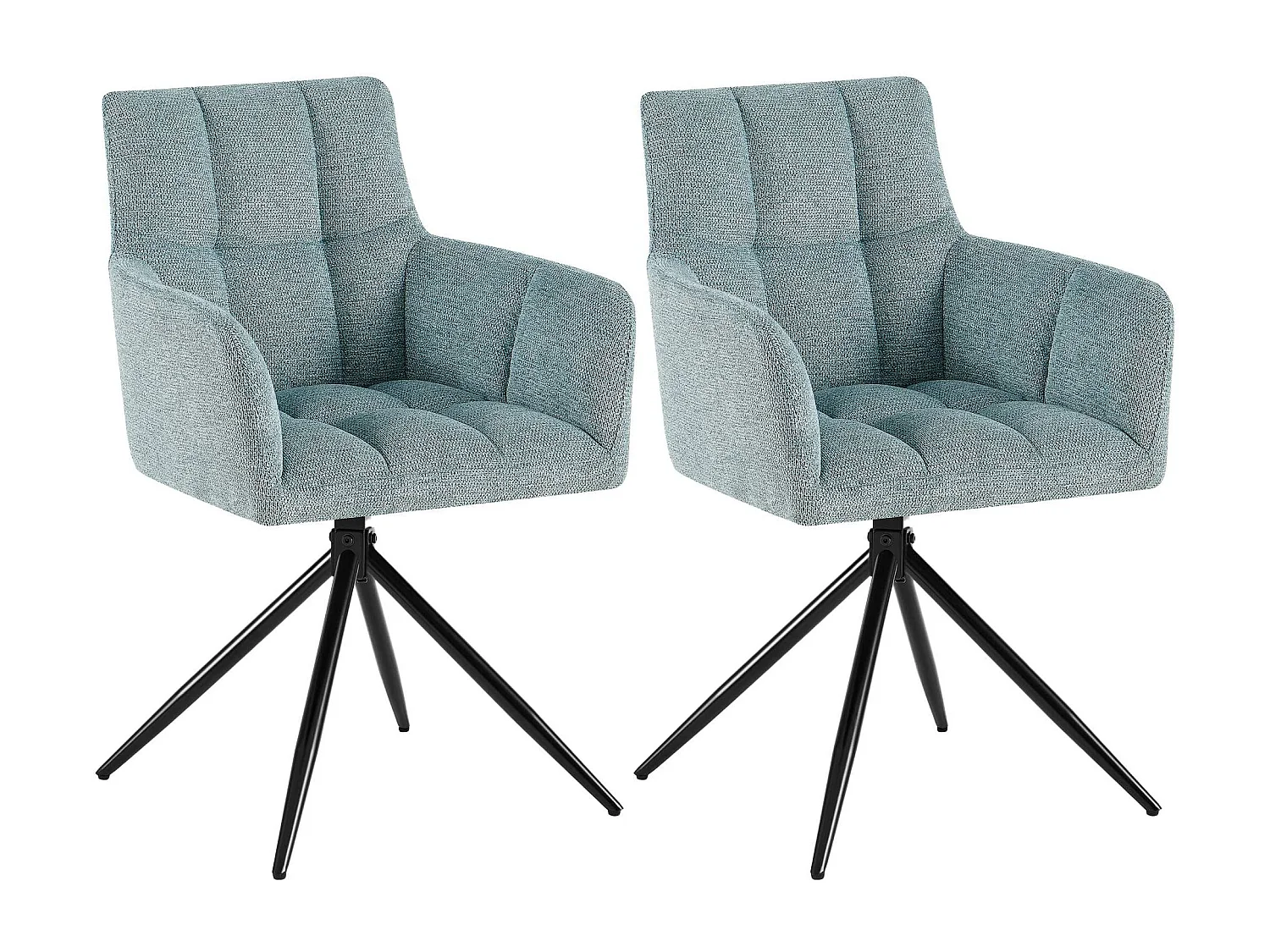 Lot de 2  chaises avec accoudoirs - Tissu - Turquoise - Jonah
