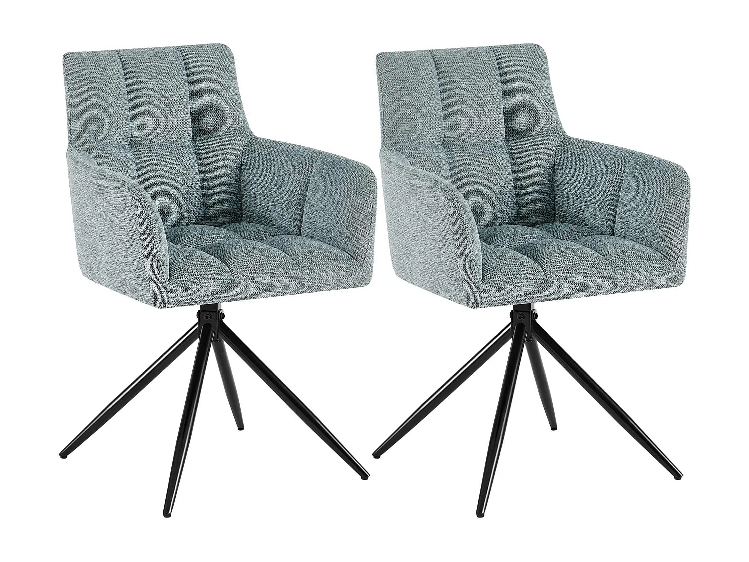 Lot de 2  chaises avec accoudoirs - Tissu - Turquoise - Jonah