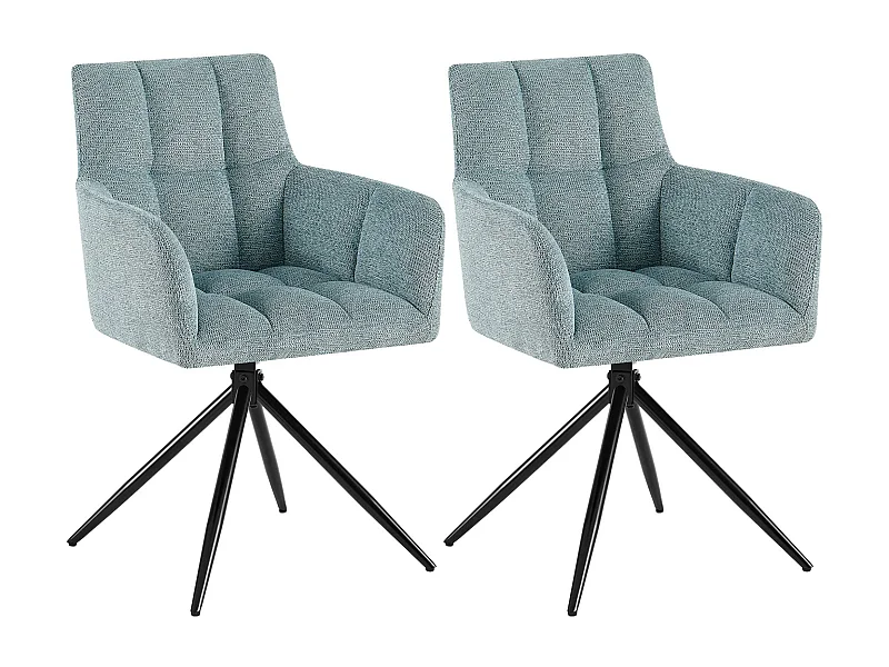 Lot de 2  chaises avec accoudoirs - Tissu - Turquoise - Jonah