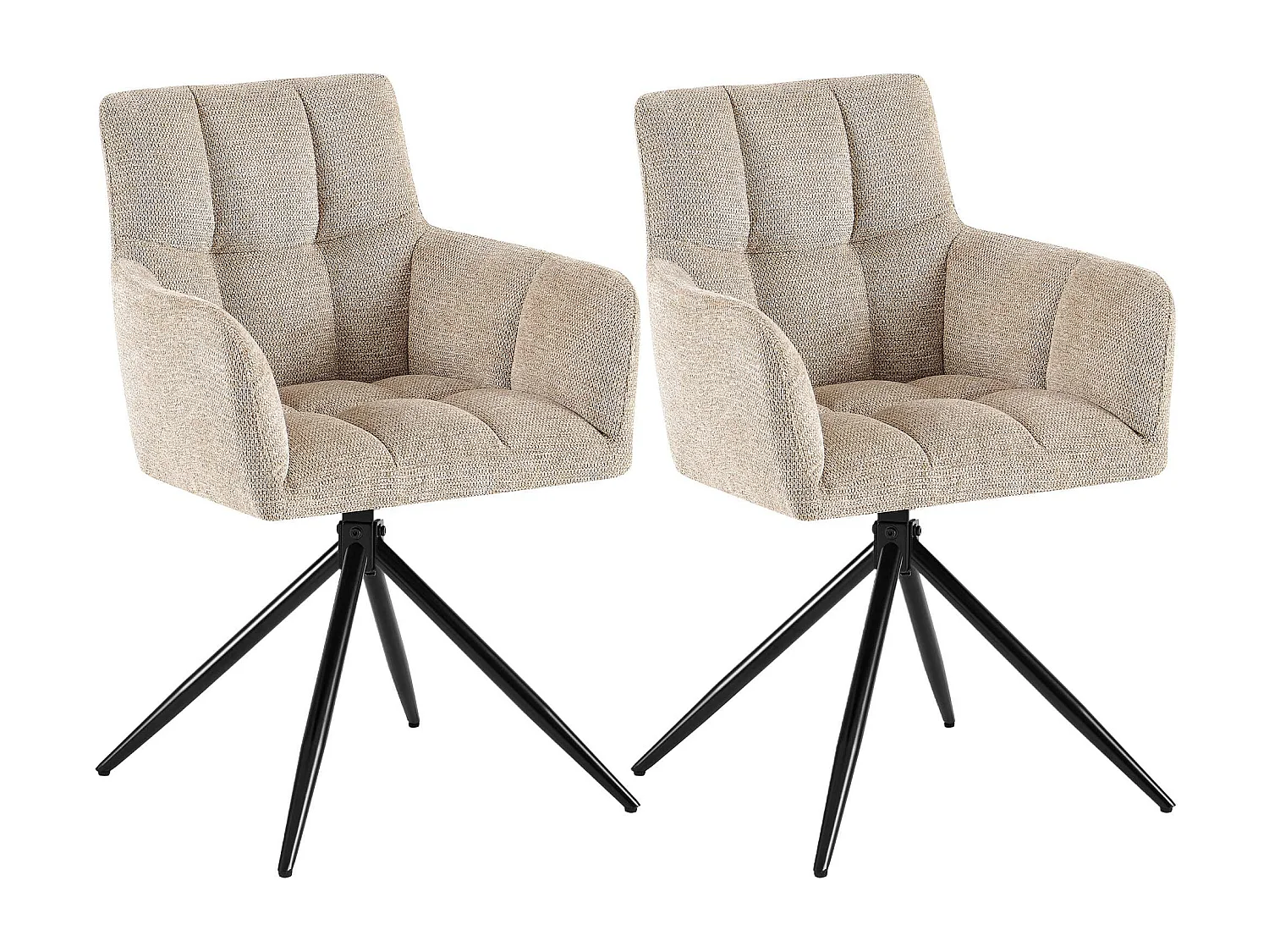 Lot de 2  chaises avec accoudoirs - Tissu - Marron clair - Jonah