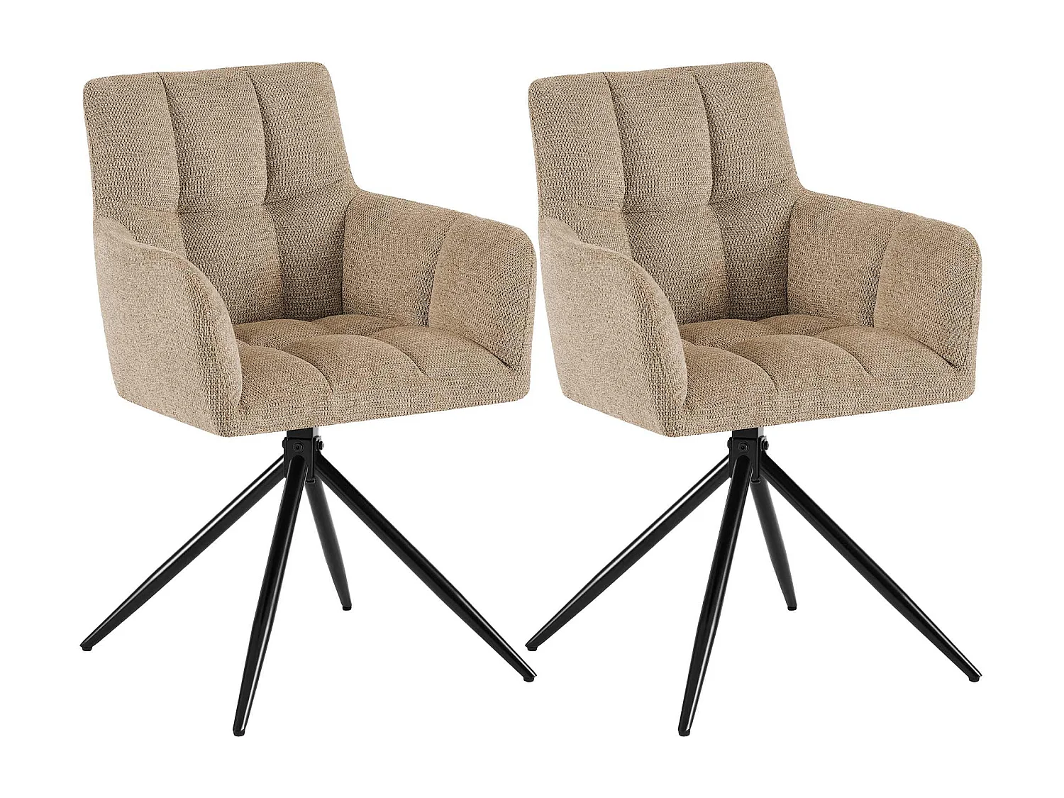 Lot de 2  chaises avec accoudoirs - Tissu - Marron clair - Jonah