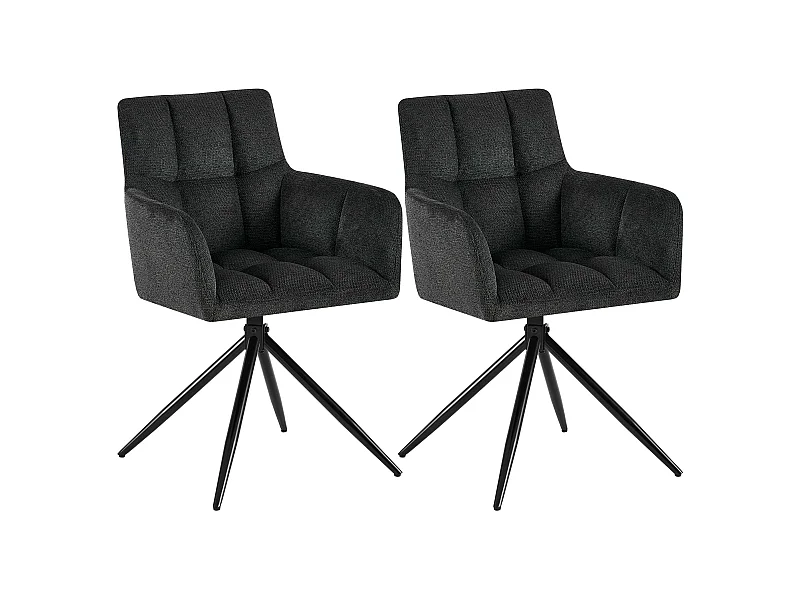 Lot de 2  chaises avec accoudoirs - Tissu - Noir - Jonah
