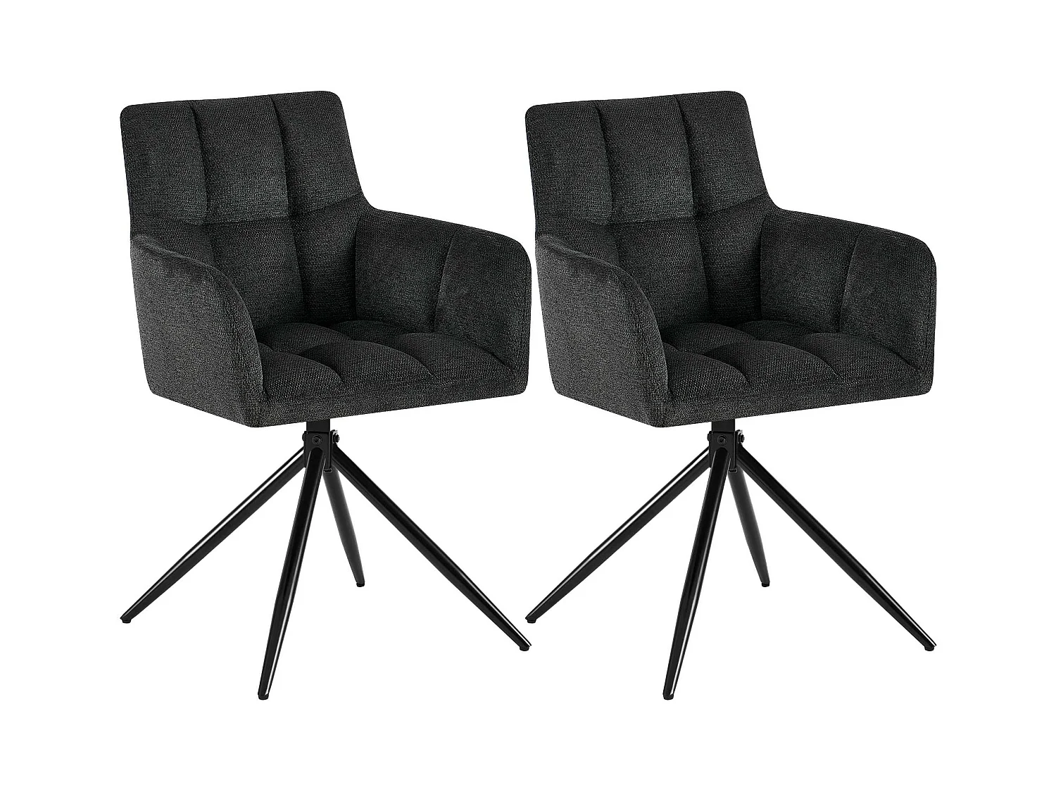 Lot de 2  chaises avec accoudoirs - Tissu - Noir - Jonah