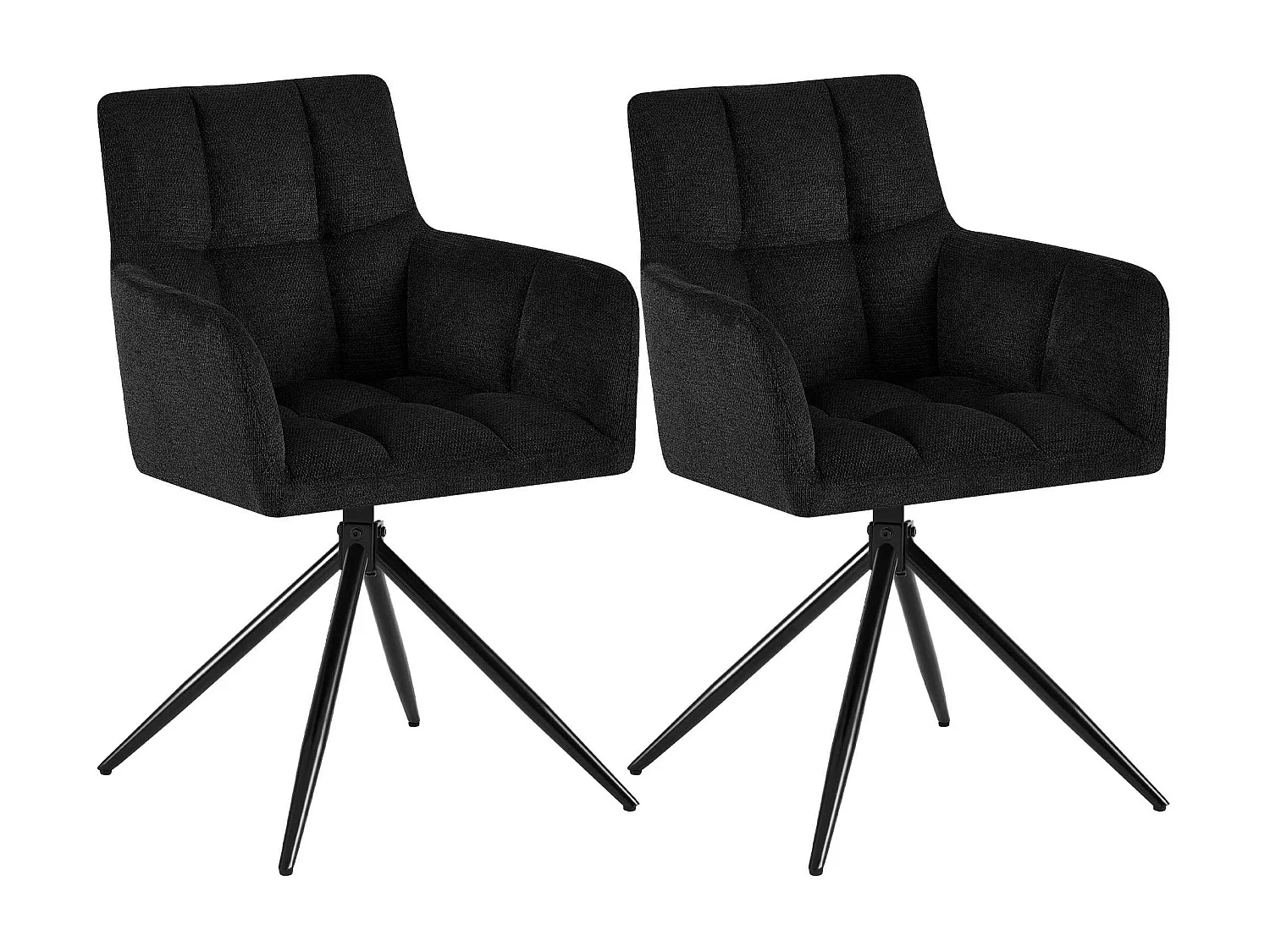 Lot de 2  chaises avec accoudoirs - Tissu - Noir - Jonah