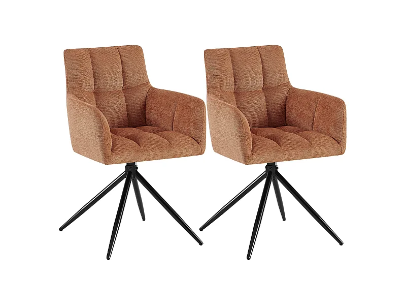 Lot de 2  chaises avec accoudoirs - Tissu - Orange - Jonah