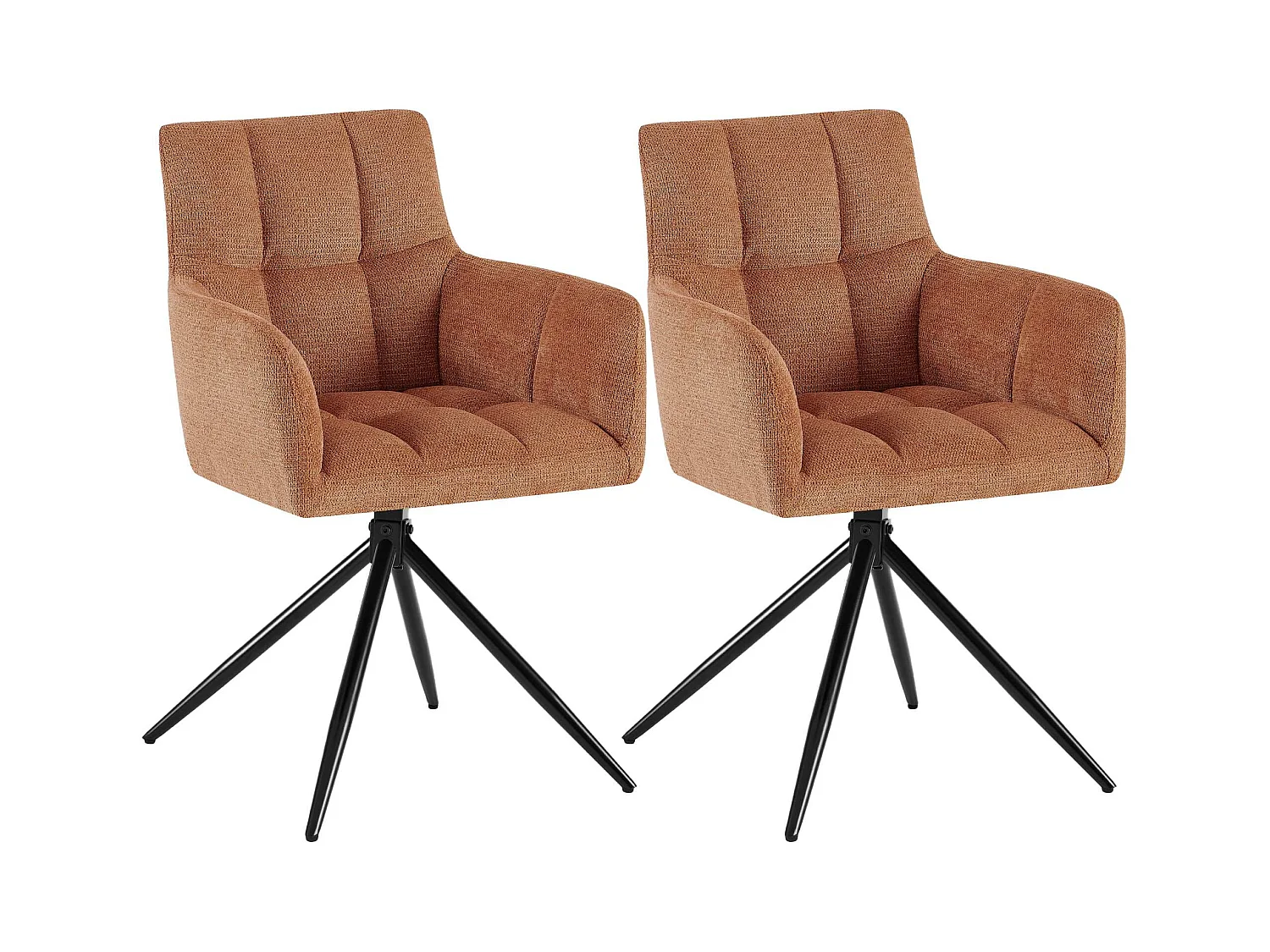 Lot de 2  chaises avec accoudoirs - Tissu - Orange - Jonah