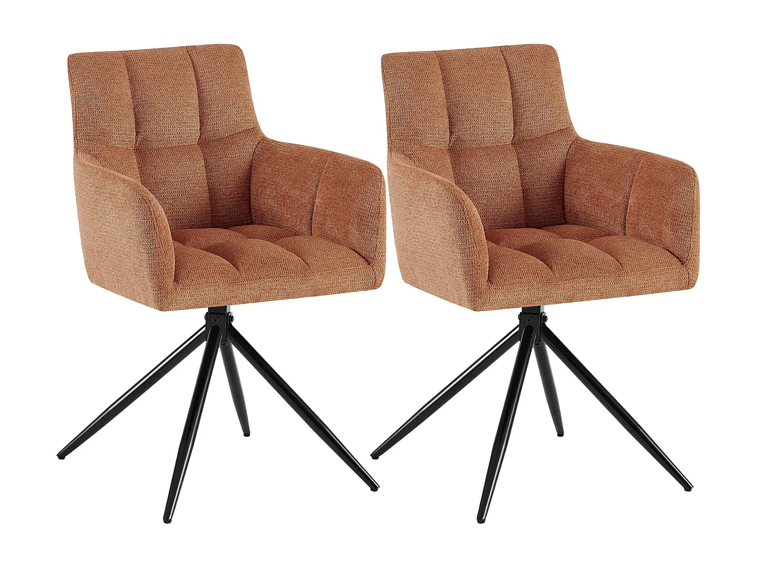Lot de 2  chaises avec accoudoirs - Tissu - Orange - Jonah