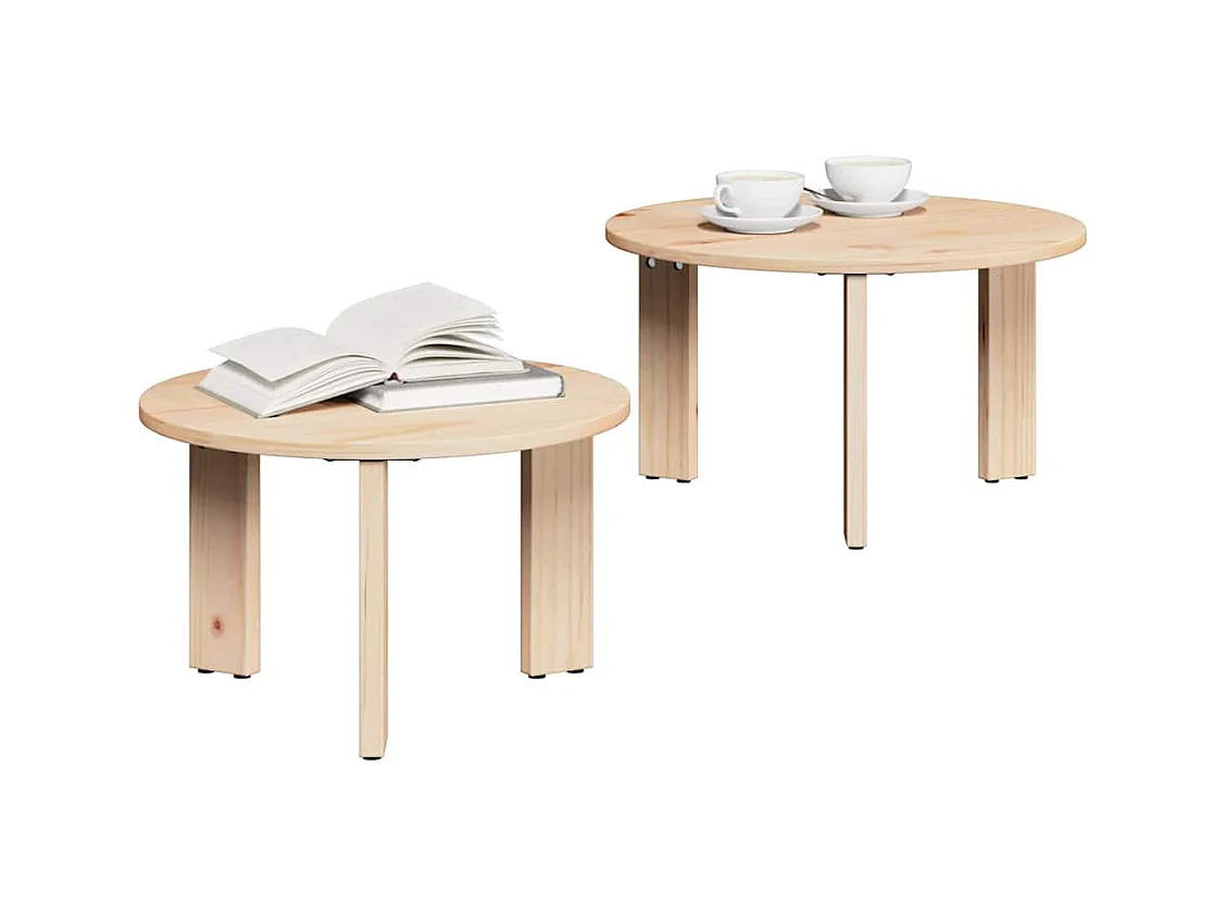 Table basse 2 pièces Naturel 47,5 x 47,5 x 27 cm