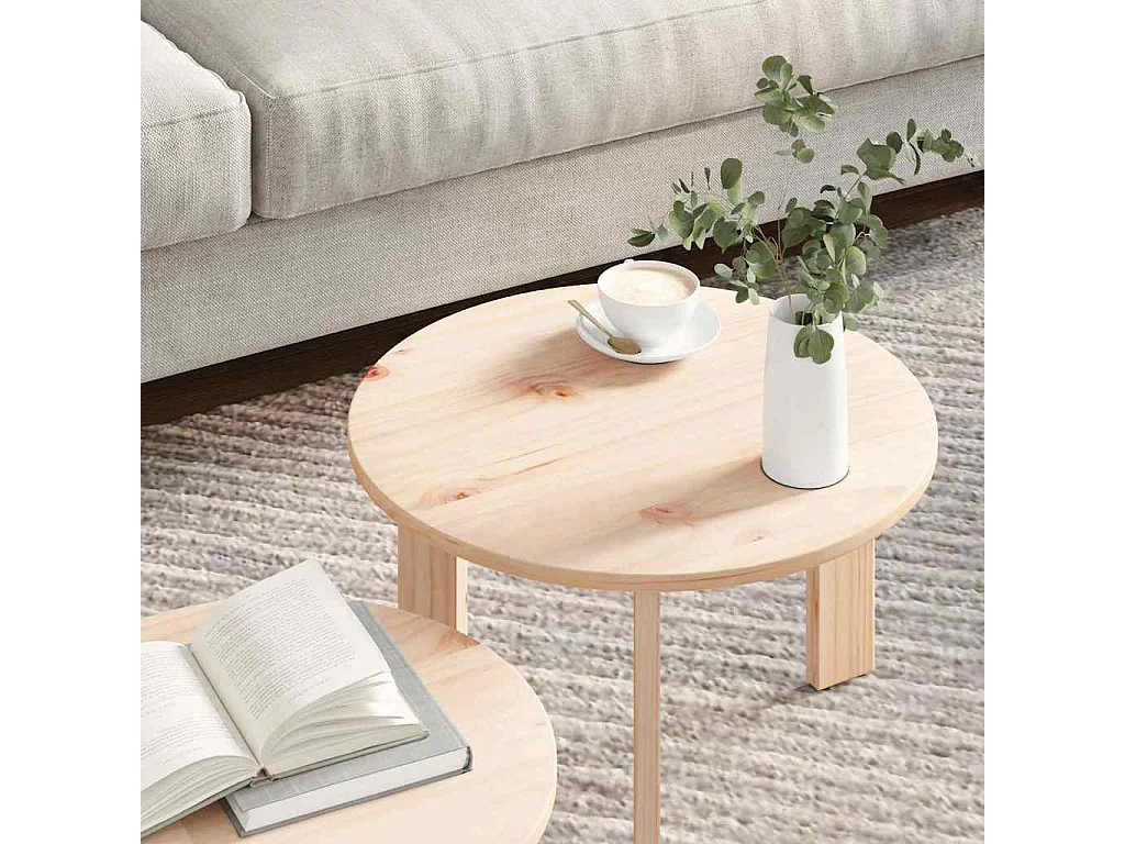 Mesa de Café 2 piezas Natural 47.5 x 47.5 x 27 cm