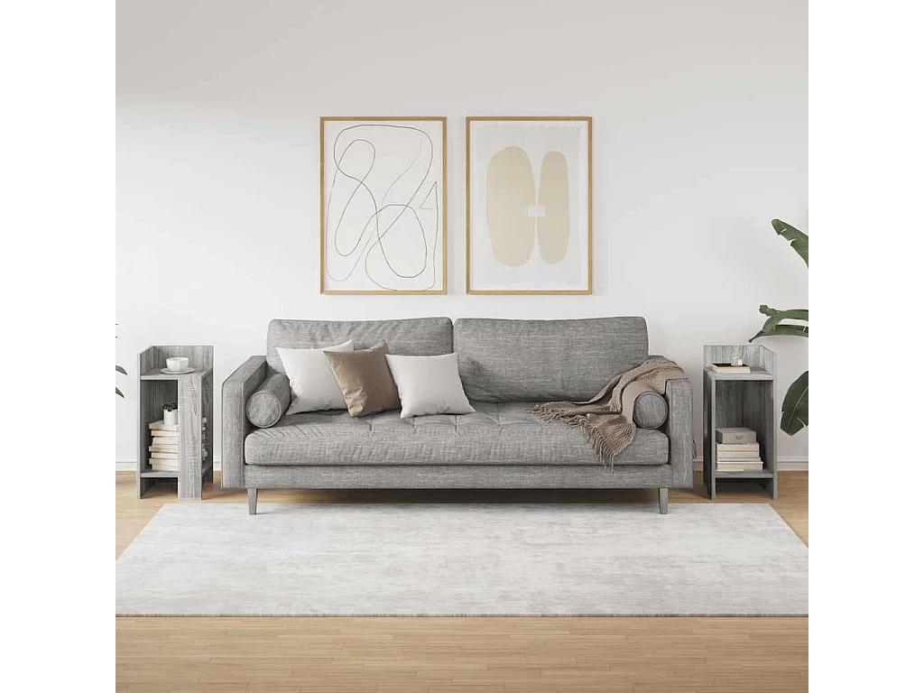 Tables d'appoint 2 pièces avec étagère sonoma gris 25,5x27x60 cm