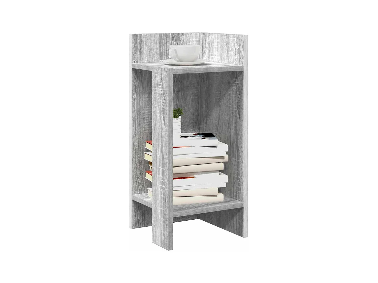 Bijzettafels 2 st met plank 25,5x27x60 cm grijs sonoma eiken