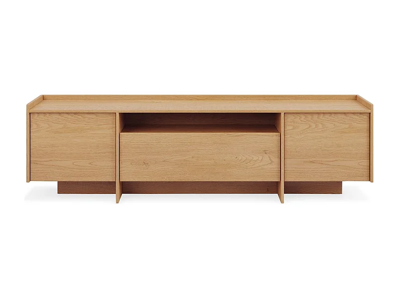 Meuble TV KLINT L 197 cm avec 3 portes et 1 niche, Decor Immitation Bois Chêne Crémona, Pour Téléviseur de 32 à 80 Pouces