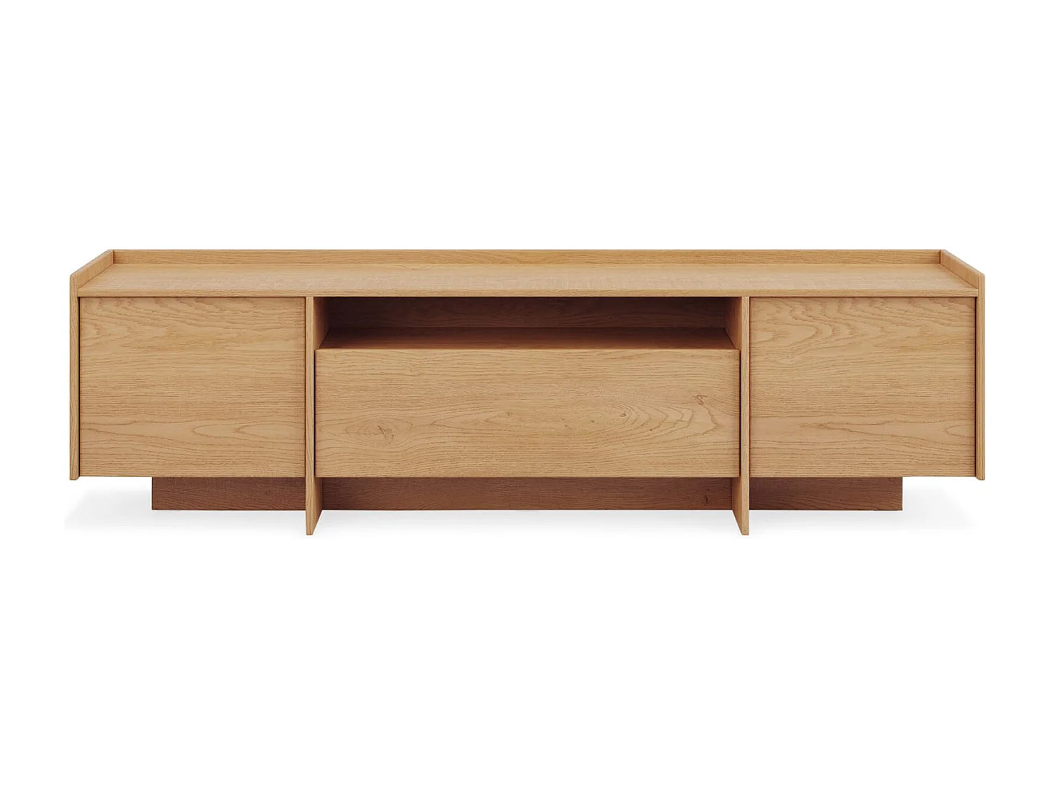 Meuble TV KLINT L 197 cm avec 3 portes et 1 niche, Decor Immitation Bois Chêne Crémona, Pour Téléviseur de 32 à 80 Pouces