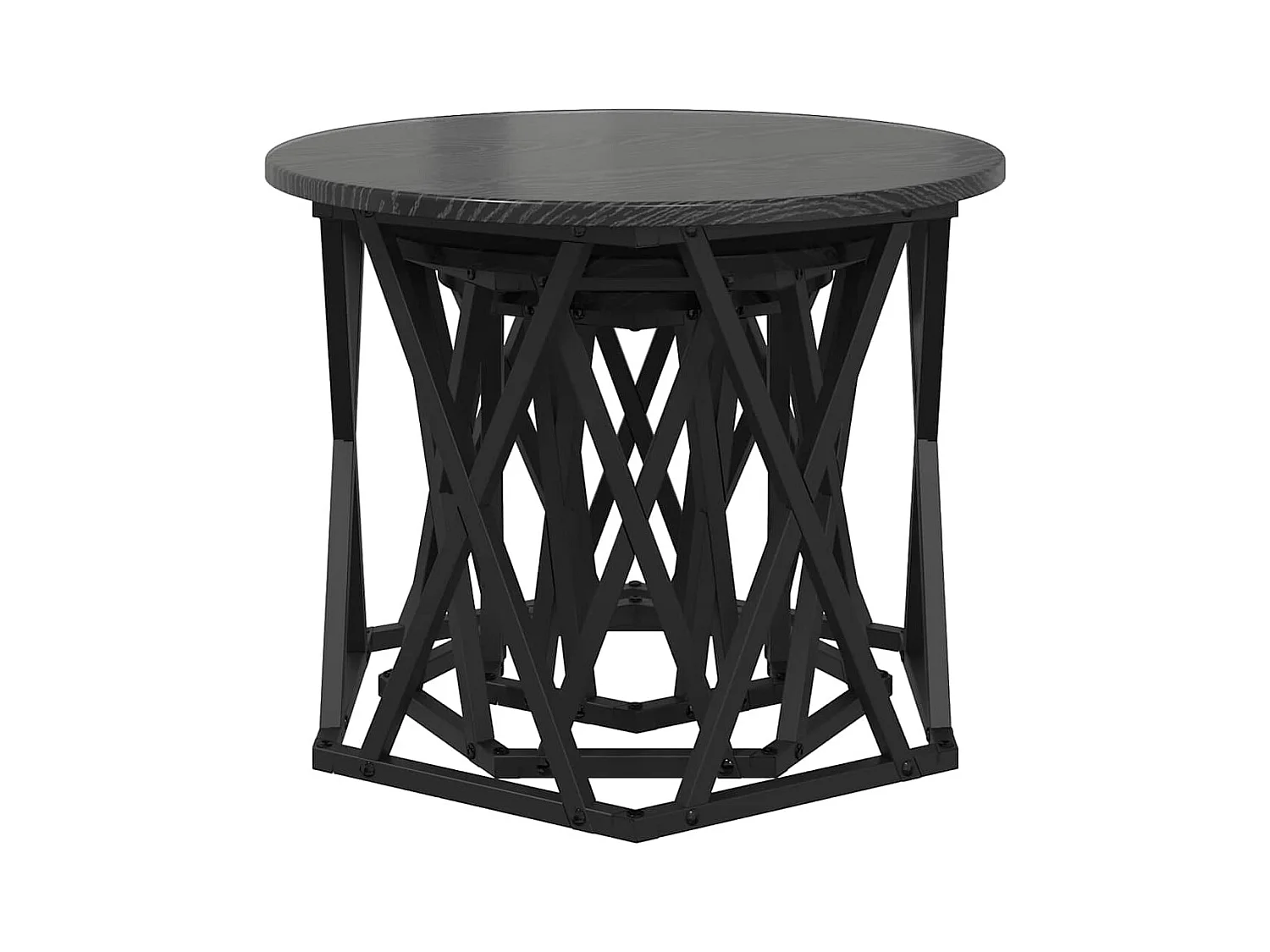 Table d'appoint empilable 3 pièces Chêne noir 53 x 53 x 40 cm