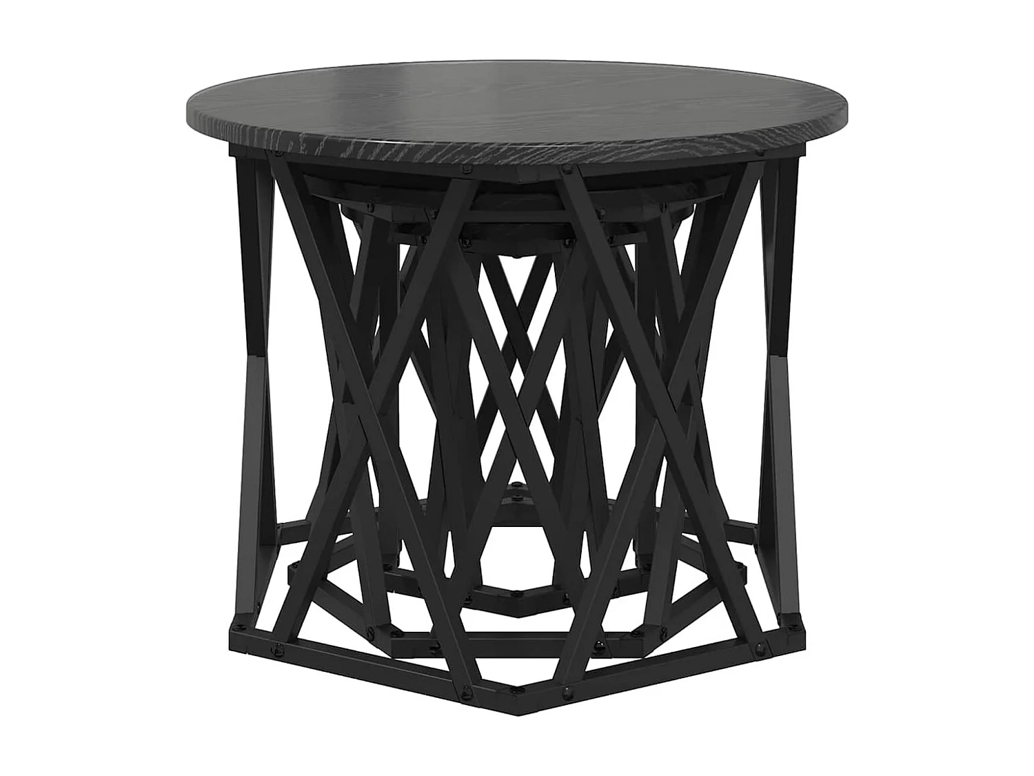 Table d'appoint empilable 3 pièces Chêne noir 53 x 53 x 40 cm