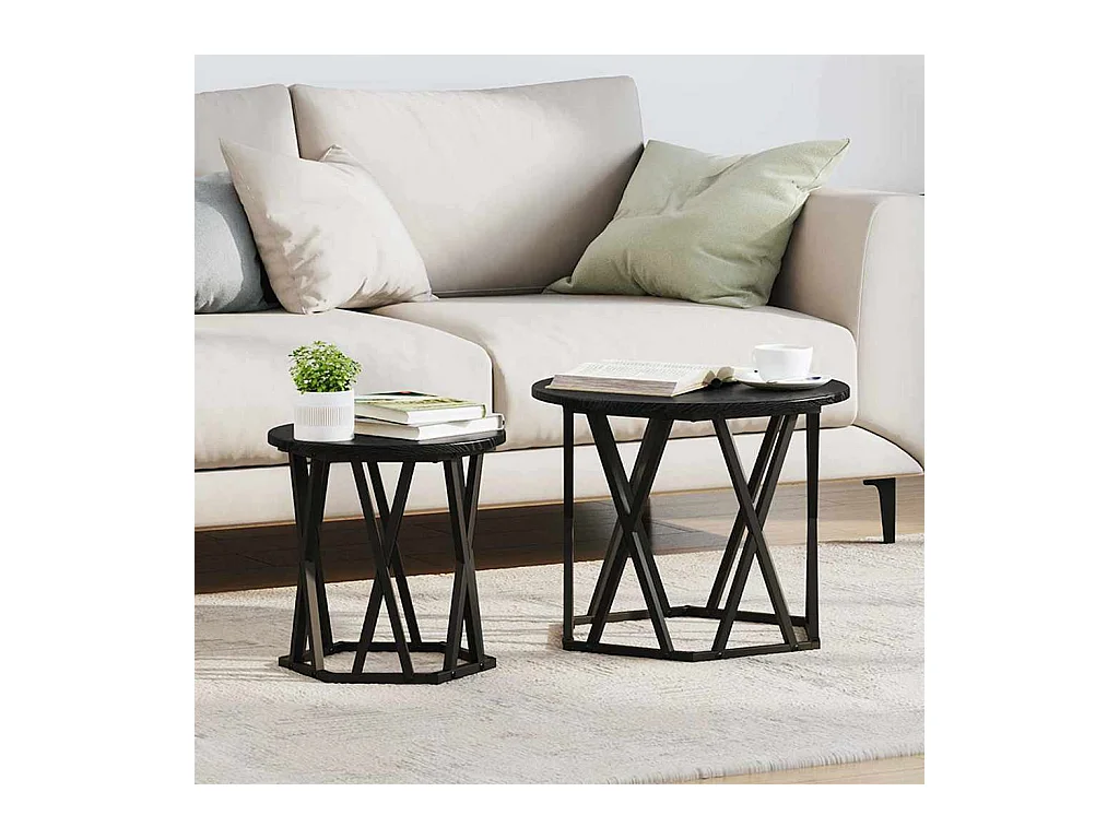 Table d'appoint 2 pièces Chêne noir 50 x 50 x 40 cm